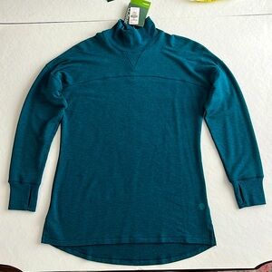L.L.Bean Long Sleeve Knit Top with High Neck, 
Size Small, Blue Teal, Very Soft